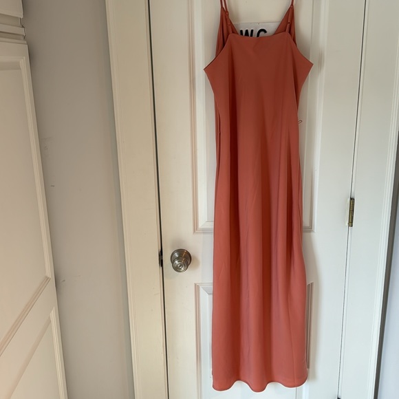 Prologue - coral color satin slip dress - Picture 3 of 5